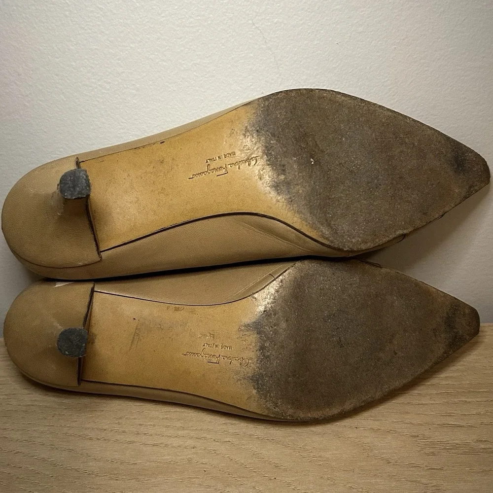 Salvatore Ferragamo‎ Tan Pointed Toe Leather Pumps - Picture 5 of 5